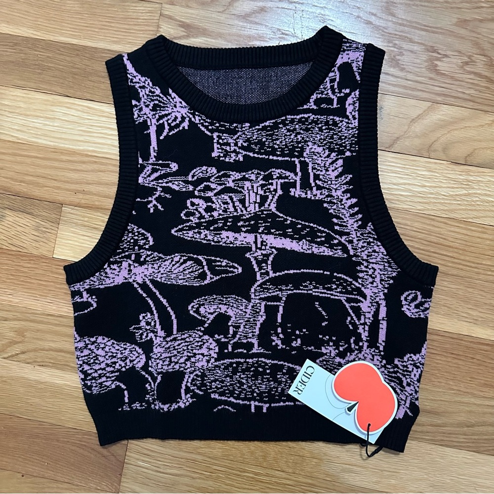 Shroom Sweater Vest Women’s Juniors Mushroom Sweater Vest XS/S NWT Cider Brand